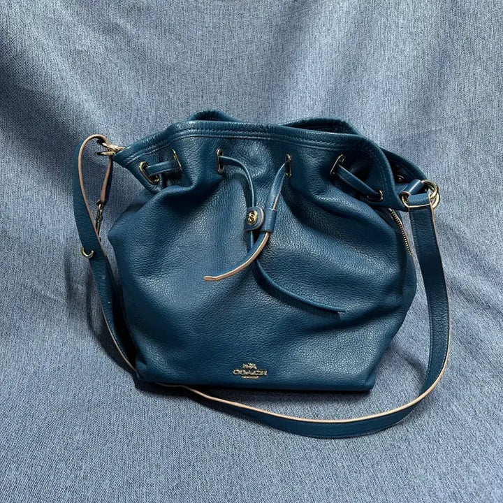 [BUNJANG] Coach Leather Bucket Bag / 코치 가죽 버킷백 블루 숄더백 크로스백 가방