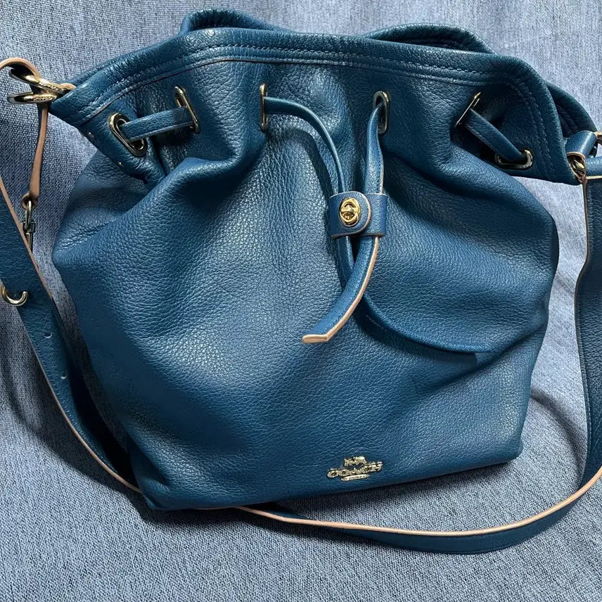 [BUNJANG] Coach Leather Bucket Bag / 코치 가죽 버킷백 블루 숄더백 크로스백 가방