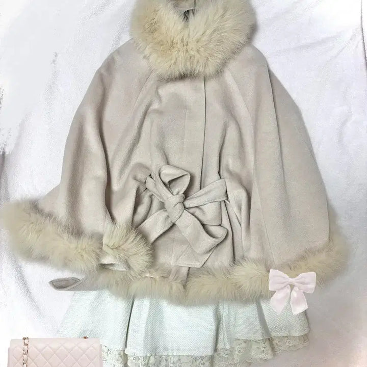[SOLD OUT] 세실맥비 뮤트핑크 판쵸 코트 케이프 코트 히메갸루 라떼갸루