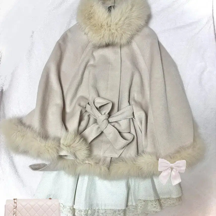 [SOLD OUT] 세실맥비 뮤트핑크 판쵸 코트 케이프 코트 히메갸루 라떼갸루