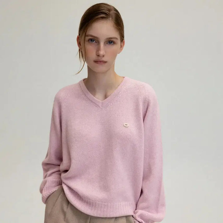 [BUNJANG] Annees V-Neck Knit Powder Pink / 앤니즈 브이넥 니트 핑크 Powder v-neck knit (pink)