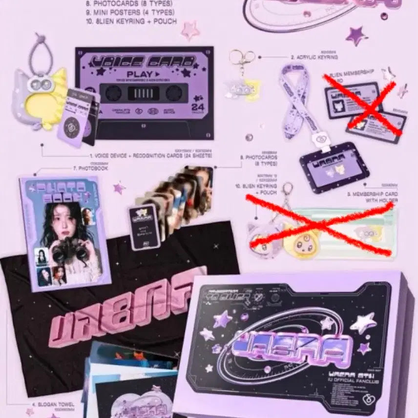 [BUNJANG] IU Membership Kit Photocard, Slogan, Keyring / 유애나 8기 키트 / 아이유 멤버십 8기 / 아이유 포토카드 슬로건 키링