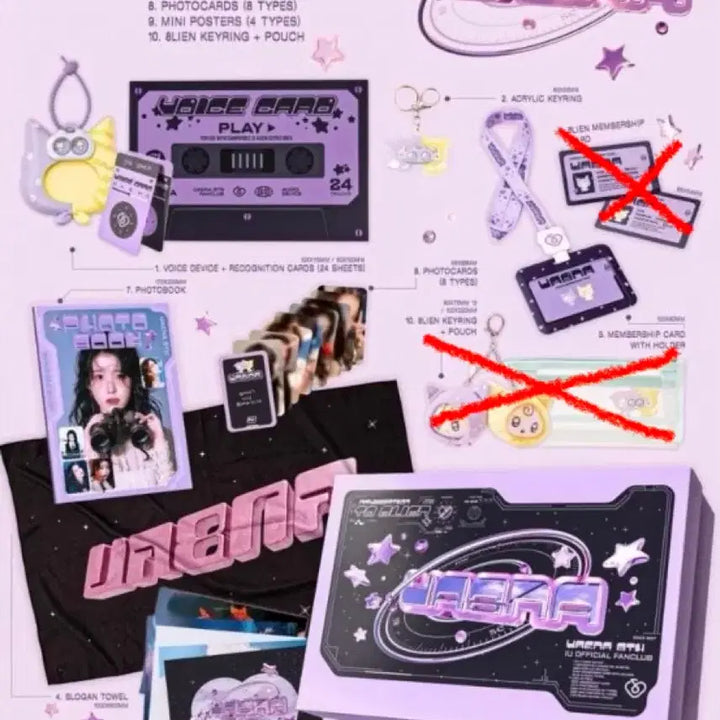 [BUNJANG] IU Membership Kit Photocard, Slogan, Keyring / 유애나 8기 키트 / 아이유 멤버십 8기 / 아이유 포토카드 슬로건 키링