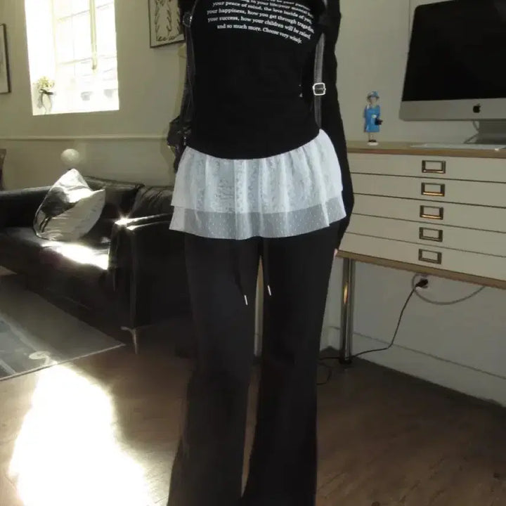 [BUNJANG] Layered Dot Cami Top / 도트 캉캉 레이어드 나시