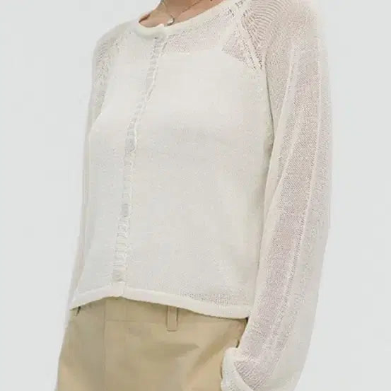 [BUNJANG] Mongdol Sheer Knit Cardigan White / 몽돌 시스루 니트 가디건 화이트