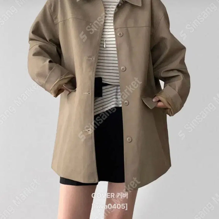 [BUNJANG] Trench Coat (New) - Beige/Black / 트렌치 자켓(새상품)팔로우특가