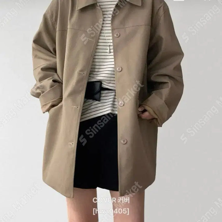 [BUNJANG] Trench Coat (New) - Beige/Black / 트렌치 자켓(새상품)팔로우특가