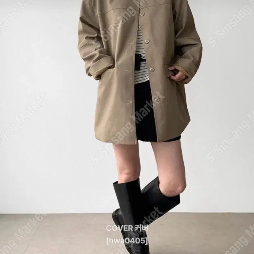 [BUNJANG] Trench Coat (New) - Beige/Black / 트렌치 자켓(새상품)팔로우특가