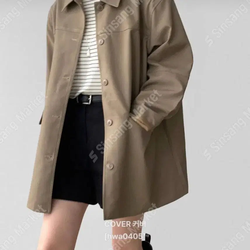 [BUNJANG] Trench Coat (New) - Beige/Black / 트렌치 자켓(새상품)팔로우특가