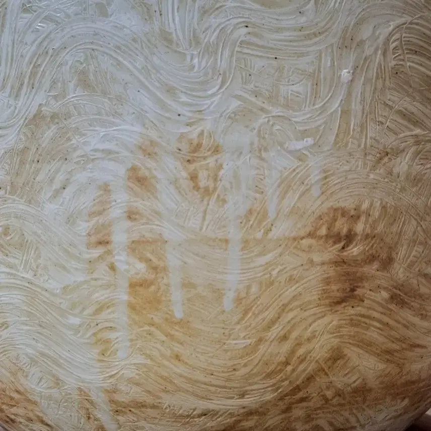 [BUNJANG] Buncheong Moon Jar with Blue and Red Painting / 분청 귀알에 청화 진사가 어우러진 달항아리