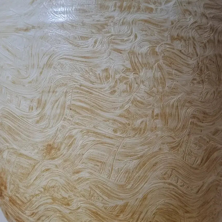 [BUNJANG] Buncheong Moon Jar with Blue and Red Painting / 분청 귀알에 청화 진사가 어우러진 달항아리