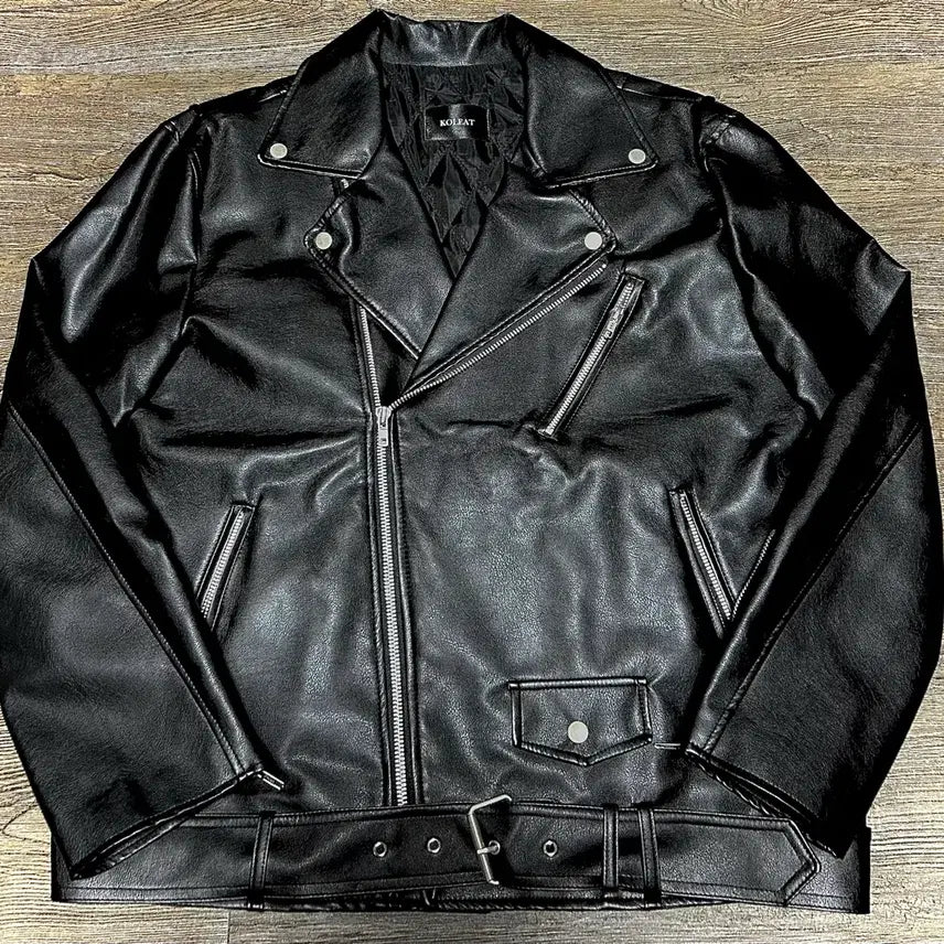 [BUNJANG] Collet Leather Rider Jacket / 콜릿 오버핏 마일드레더 라이더자켓 [벨트탈부착]