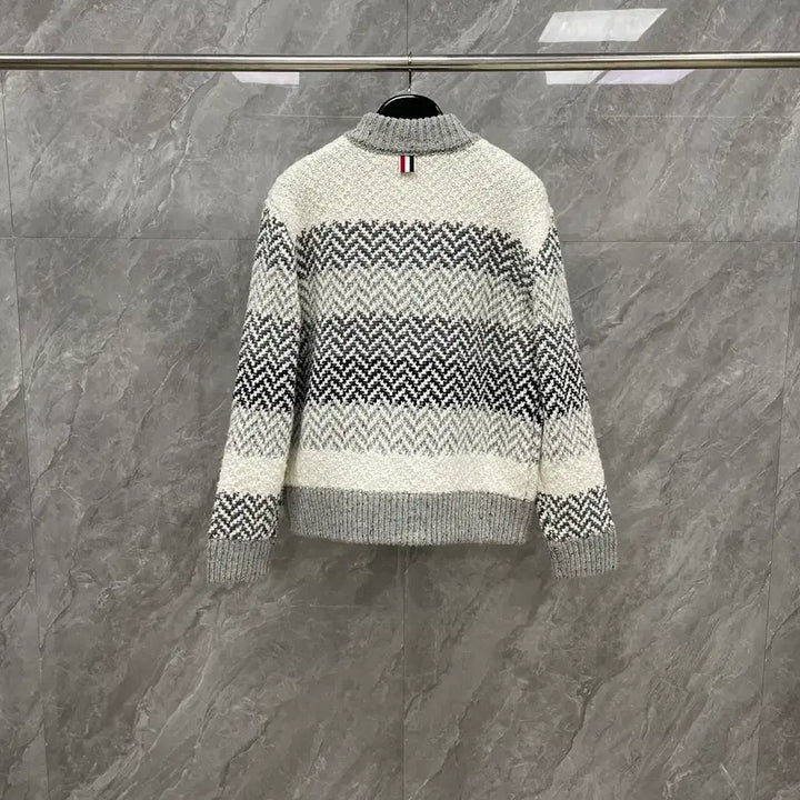 [BUNJANG] Thom Browne Wool Knit 4-Bar Zip-Up / 톰브라운 울 니트 4바 집업 스트라이프