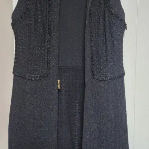 [BUNJANG] ST. JOHN Black Tweed Long Vest / ST.JOHN 센존 블랙 트위드 롱 베스트
