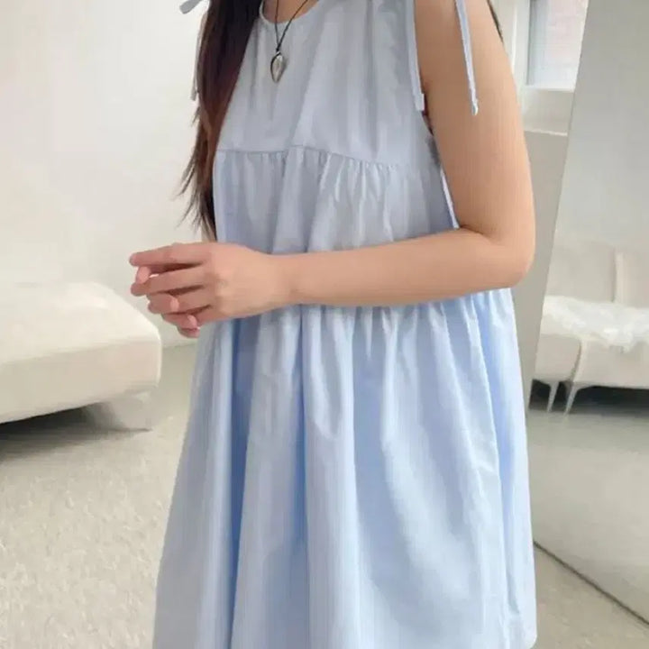 [BUNJANG] Ribbon Mini Cami Ruffle Dress / 리본 미니 나시 캉캉 원피스