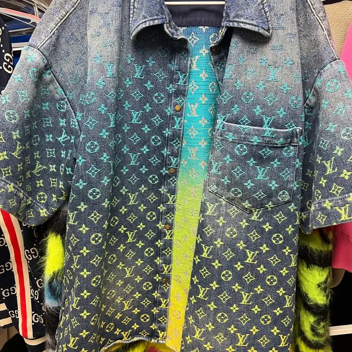 [BUNJANG] Louis Vuitton Rainbow Denim Shirt / 루이비통 레인보우 데님셔츠