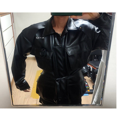 [BUNJANG] XO Studio Power Shoulder Belted Leather Jacket / 정가29 쿨거택포13 파워숄더 리얼 디테일러 남자바시티 벨트레더자켓(존멋