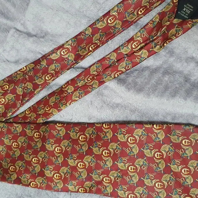 [BUNJANG] Vintage Silk Red Pattern Necktie / 빈티지 실크 넥타이 레드 패턴