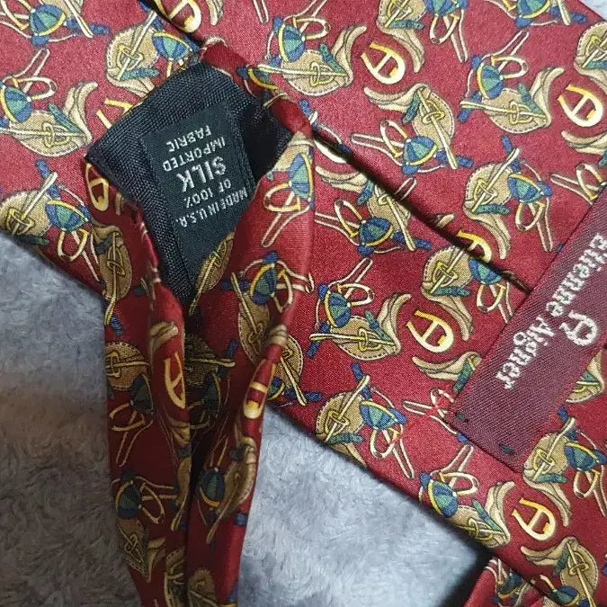 [BUNJANG] Vintage Silk Red Pattern Necktie / 빈티지 실크 넥타이 레드 패턴
