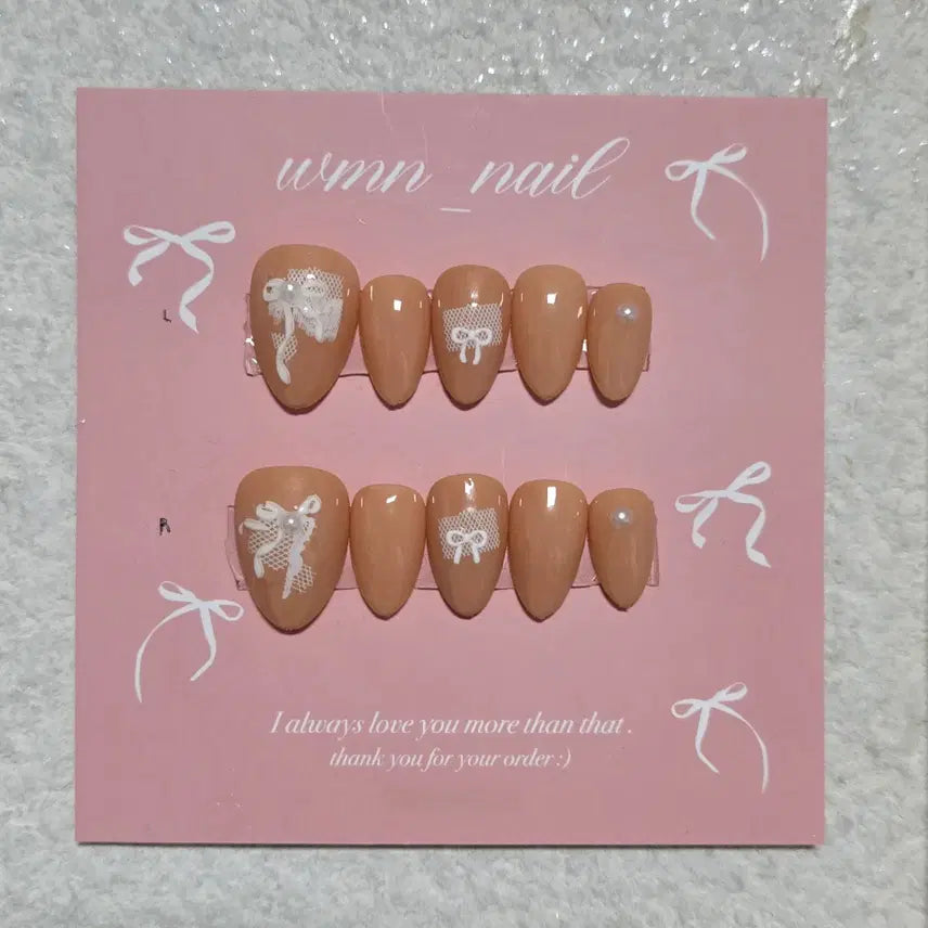 [BUNJANG] Cozy Ribbon Handmade Nail Tips / 코지리본 수제네일팁