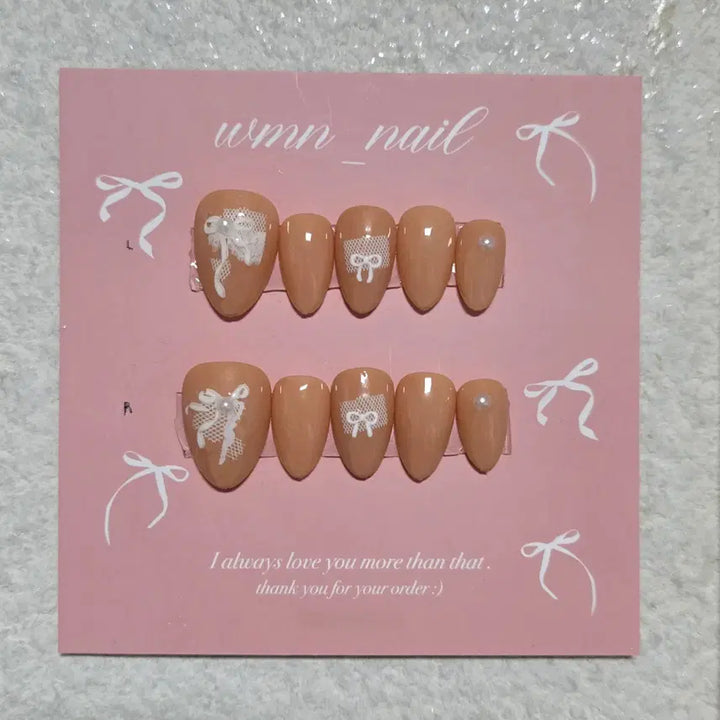 [BUNJANG] Cozy Ribbon Handmade Nail Tips / 코지리본 수제네일팁