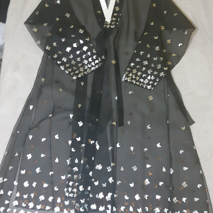 [BUNJANG] Kkotgil Geonneun Seoul Silver Foil Georgette Durumagi - See-through Hanbok / 은박 노방 두루마기_한복_생활한복_공연한복_시스루 한복_꽃길걷는서울