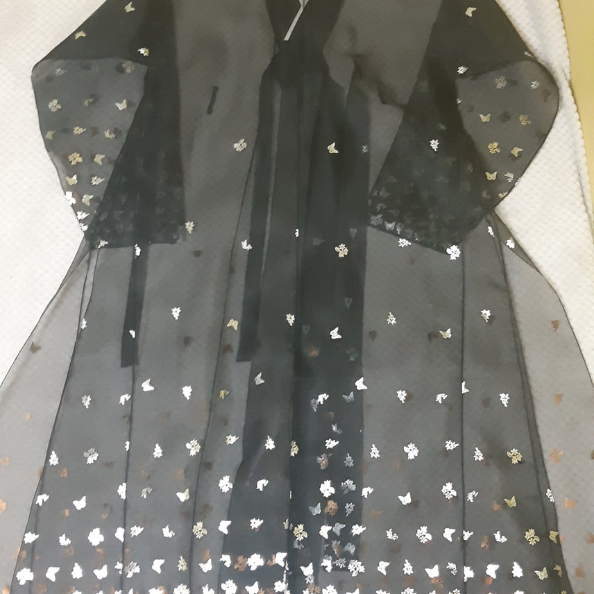 [BUNJANG] Kkotgil Geonneun Seoul Silver Foil Georgette Durumagi - See-through Hanbok / 은박 노방 두루마기_한복_생활한복_공연한복_시스루 한복_꽃길걷는서울