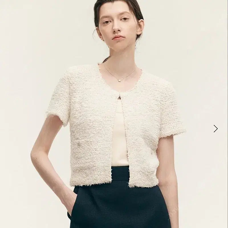 [BUNJANG] SieGlitter Textured Cardigan White Size S / 시에sie 글리터 텍스처드 가디건 화이트 S사이즈