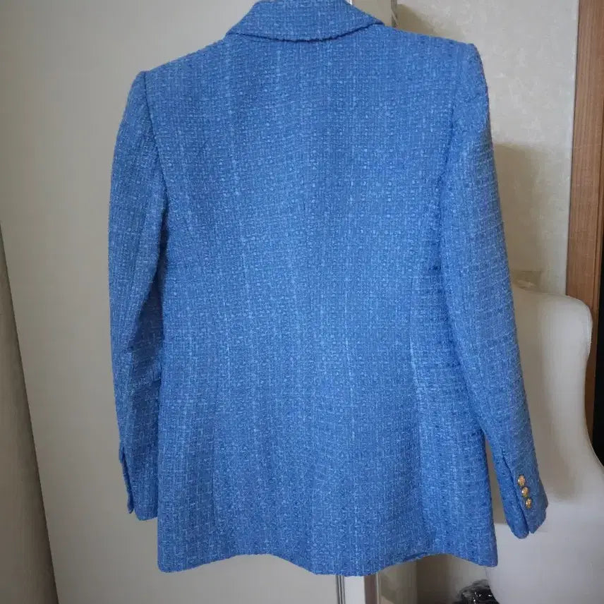 [BUNJANG] Zara Blue Tweed Gold Button Jacket / 새상품)자라 블루 트위드 금장 버튼 자켓