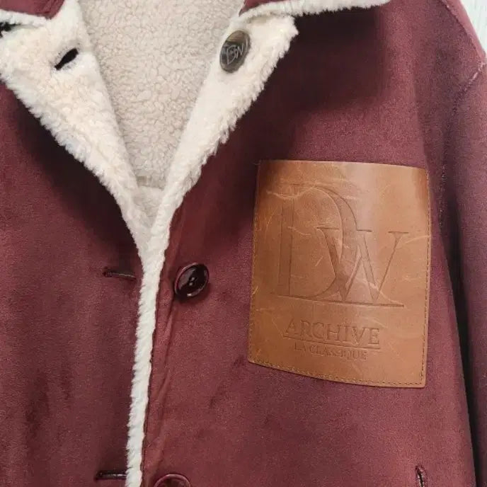 [BUNJANG] DEWL Suede Mustang Jacket Burgundy Size 55 / DEWL 스웨이드 무스탕 자켓 버건디
