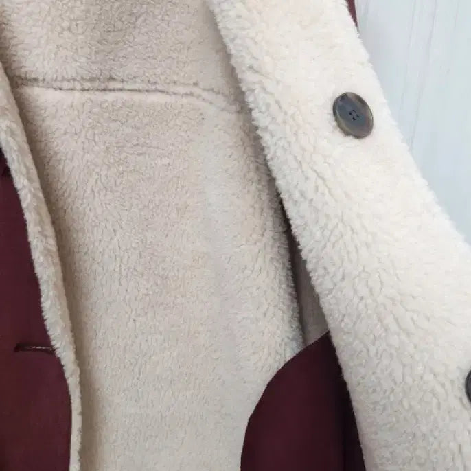 [BUNJANG] DEWL Suede Mustang Jacket Burgundy Size 55 / DEWL 스웨이드 무스탕 자켓 버건디