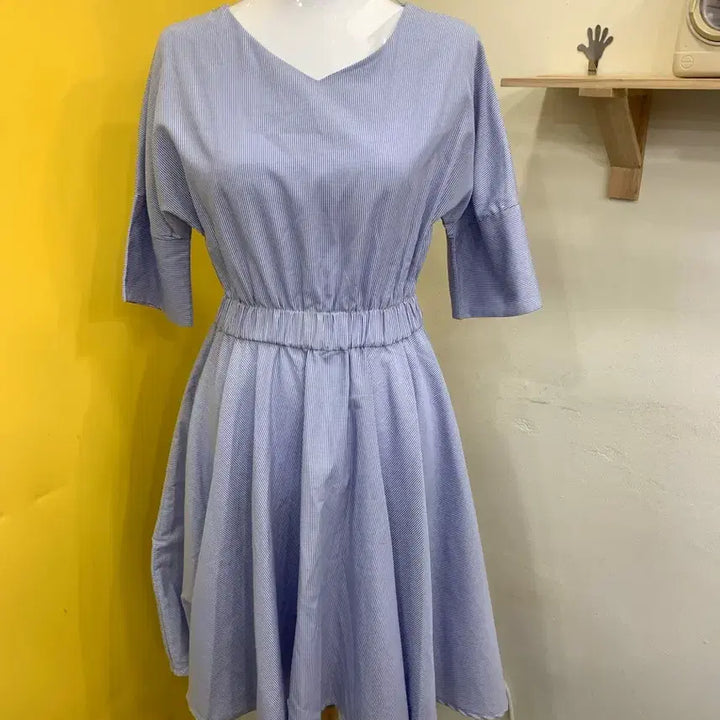 [SOLD OUT] 스트라이프 셔츠 원피스 하늘색