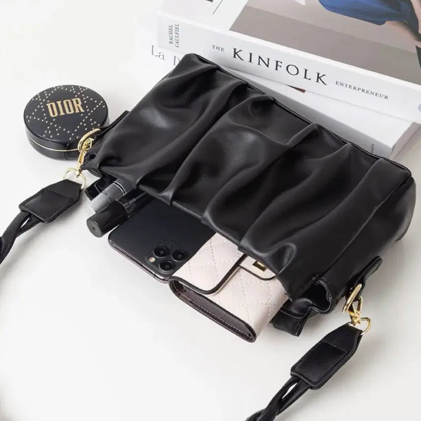 [BUNJANG] Black Ruched Shoulder Bag / 존예 셔링 블랙 숄더백 급처