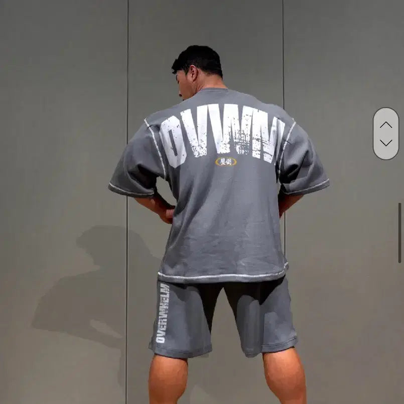 [BUNJANG] OVWM Charcoal Waffle Oversized Set (Top M, Bottom L) / 압도 와플 오버핏 차콜 OVWM 상의M 하의 L