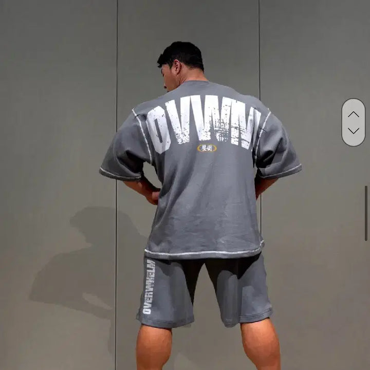 [BUNJANG] OVWM Charcoal Waffle Oversized Set (Top M, Bottom L) / 압도 와플 오버핏 차콜 OVWM 상의M 하의 L