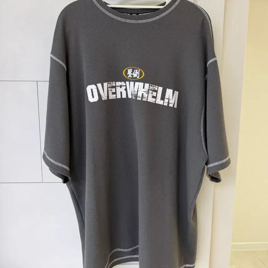 [BUNJANG] OVWM Charcoal Waffle Oversized Set (Top M, Bottom L) / 압도 와플 오버핏 차콜 OVWM 상의M 하의 L