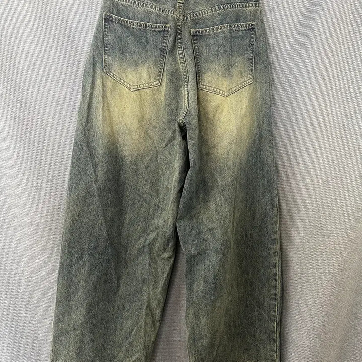 [BUNJANG] S-BIN Washed Wide Denim Pants / 새) S-BIN 워싱 와이드 데님 팬츠