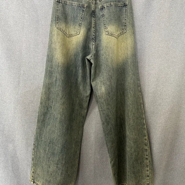 [BUNJANG] S-BIN Washed Wide Denim Pants / S-BIN 워싱 와이드 데님 팬츠