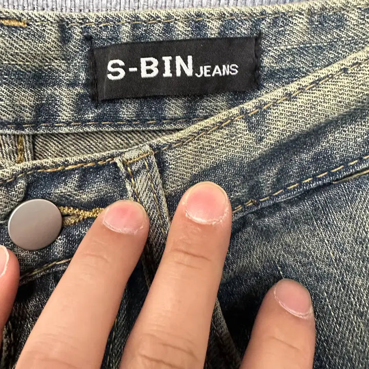 [BUNJANG] S-BIN Washed Wide Denim Pants / S-BIN 워싱 와이드 데님 팬츠