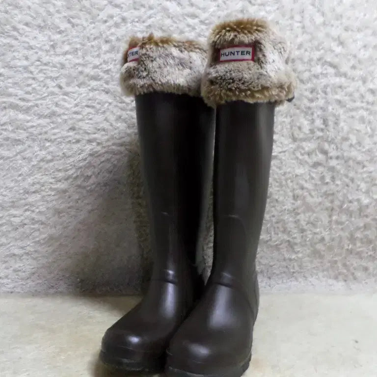 [BUNJANG] Hunter Rainbow Boots + Hunter Socks - Brown / 후루룩구제 235 헌터 레인보우 부츠 장화 헌터삭스 포함 브라운