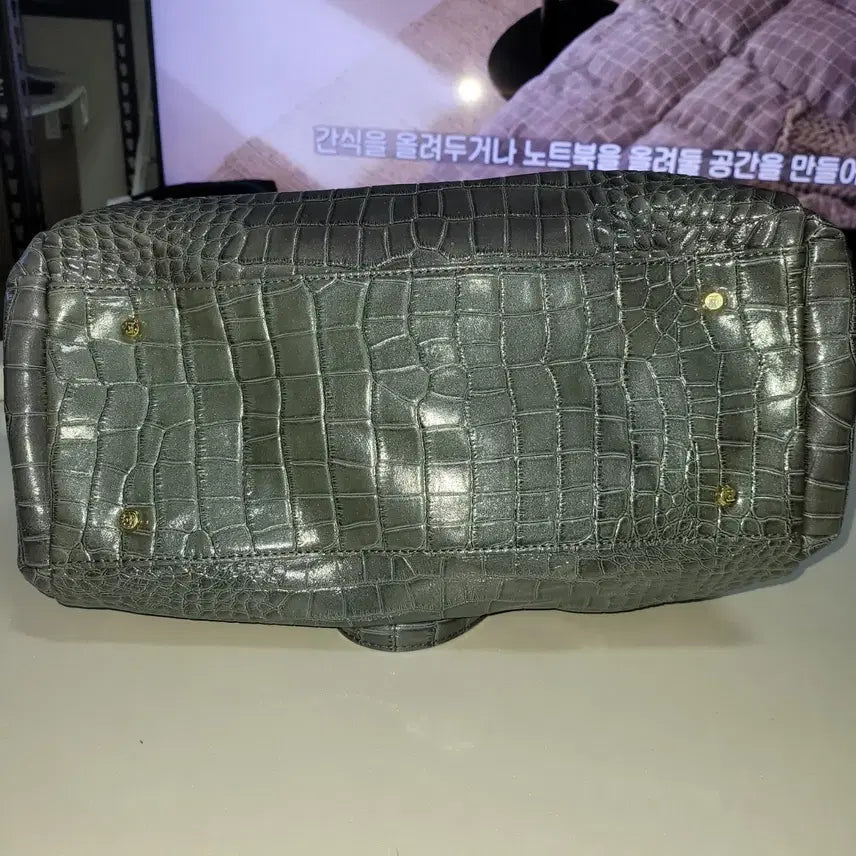 [BUNJANG] Elcanto Gray Crocodile Pattern Tote Bag / 엘칸토 회색 악어 패턴 토트백