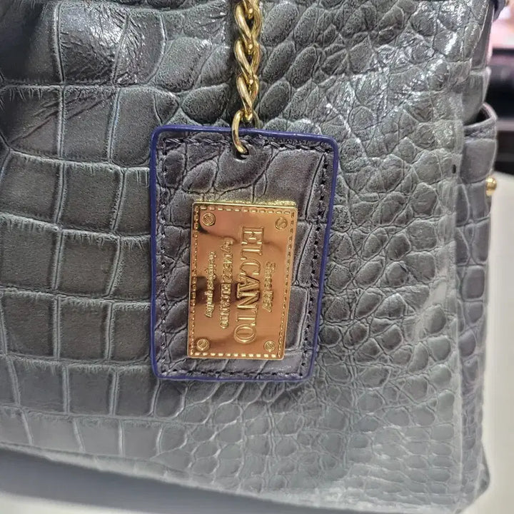 [BUNJANG] Elcanto Gray Crocodile Pattern Tote Bag / 엘칸토 회색 악어 패턴 토트백