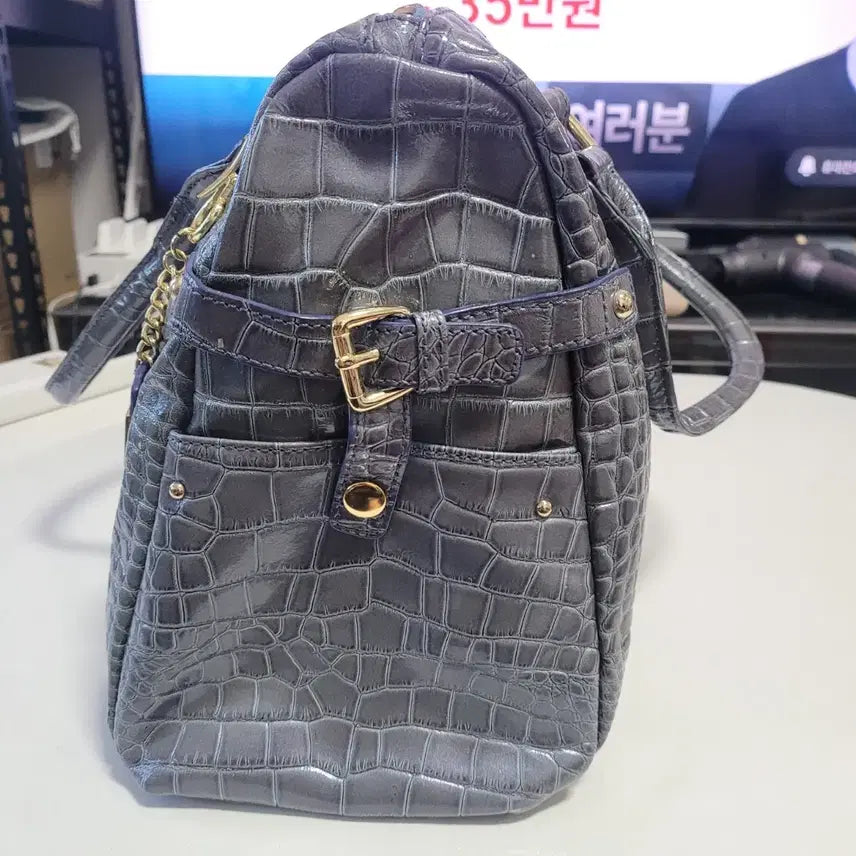 [BUNJANG] Elcanto Gray Crocodile Pattern Tote Bag / 엘칸토 회색 악어 패턴 토트백