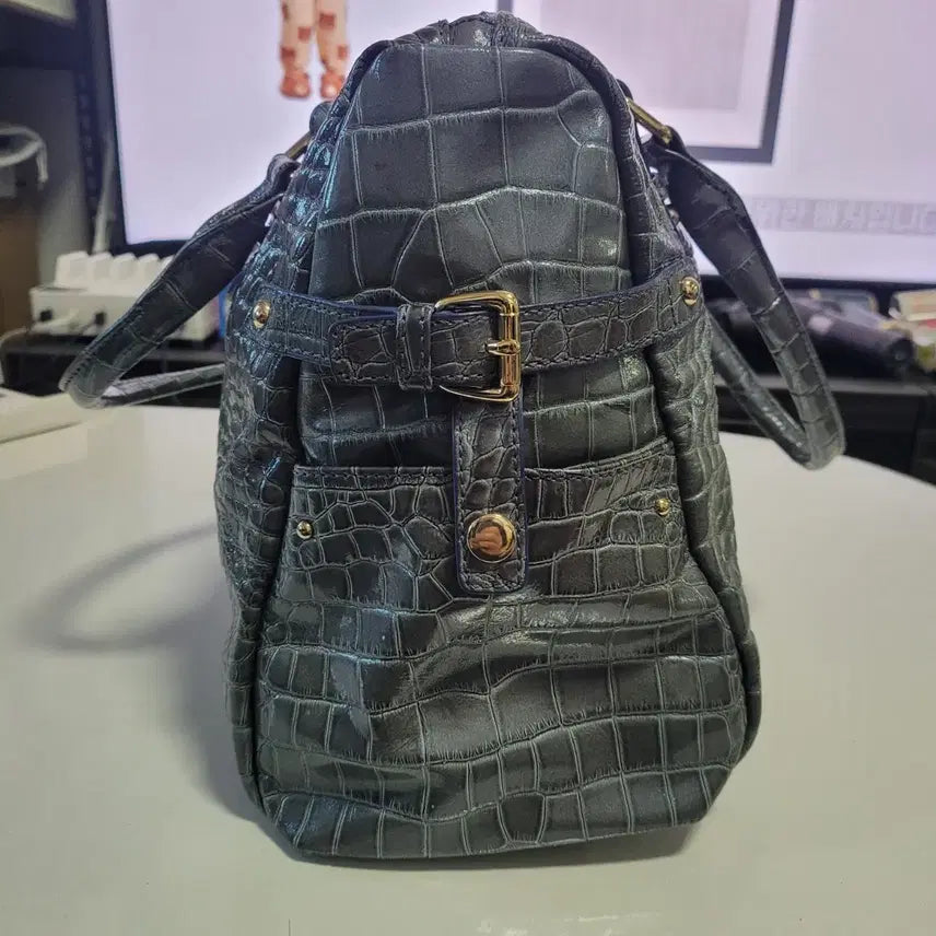[BUNJANG] Elcanto Gray Crocodile Pattern Tote Bag / 엘칸토 회색 악어 패턴 토트백