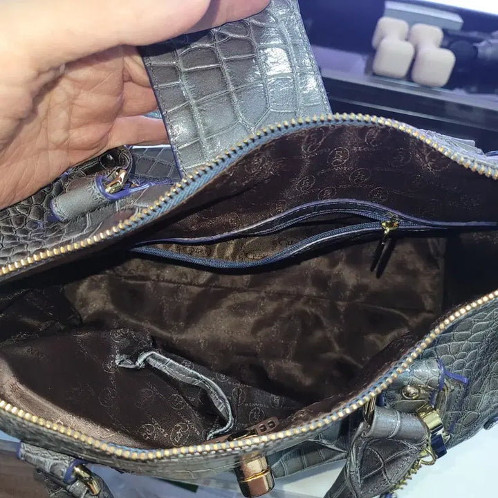 [BUNJANG] Elcanto Gray Crocodile Pattern Tote Bag / 엘칸토 회색 악어 패턴 토트백
