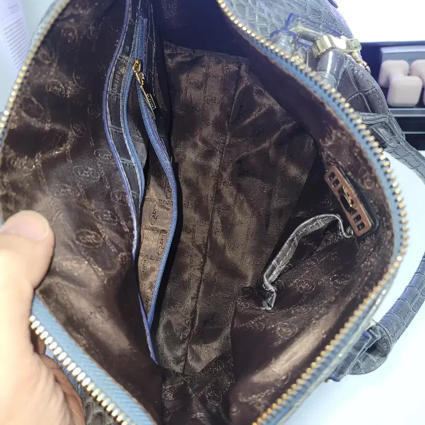 [BUNJANG] Elcanto Gray Crocodile Pattern Tote Bag / 엘칸토 회색 악어 패턴 토트백