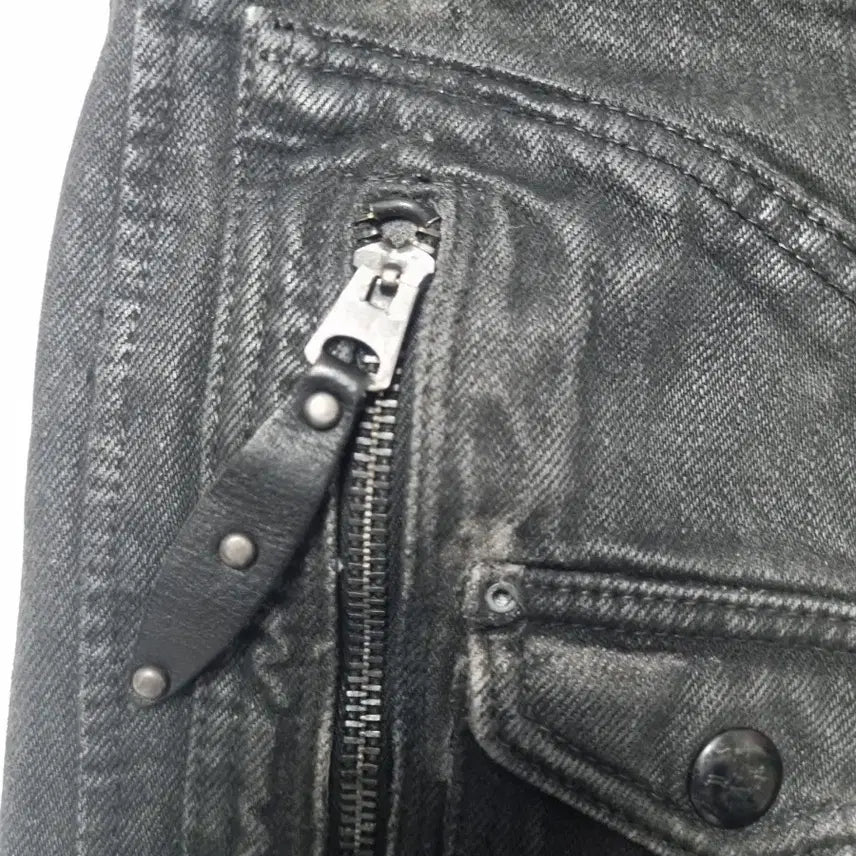 [BUNJANG] Polo Ralph Lauren Black Washed Denim Biker Pants / 폴로 랄프로렌 블랙 코팅 워싱 데님 바이커 팬츠