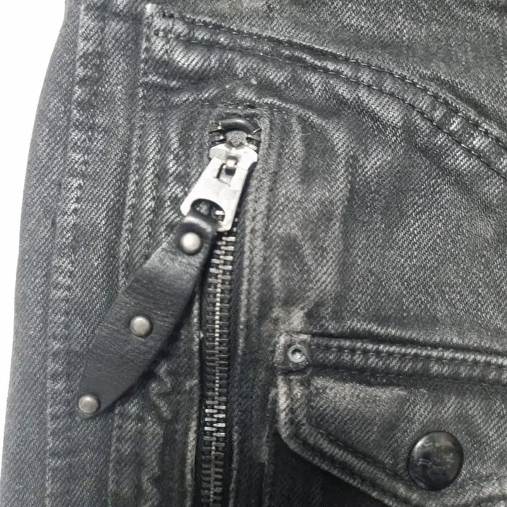 [BUNJANG] Polo Ralph Lauren Black Washed Denim Biker Pants / 폴로 랄프로렌 블랙 코팅 워싱 데님 바이커 팬츠