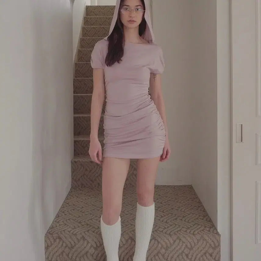 [BUNJANG] Tanger Pink Hood Mini Dress / Tanger 후드 원피스