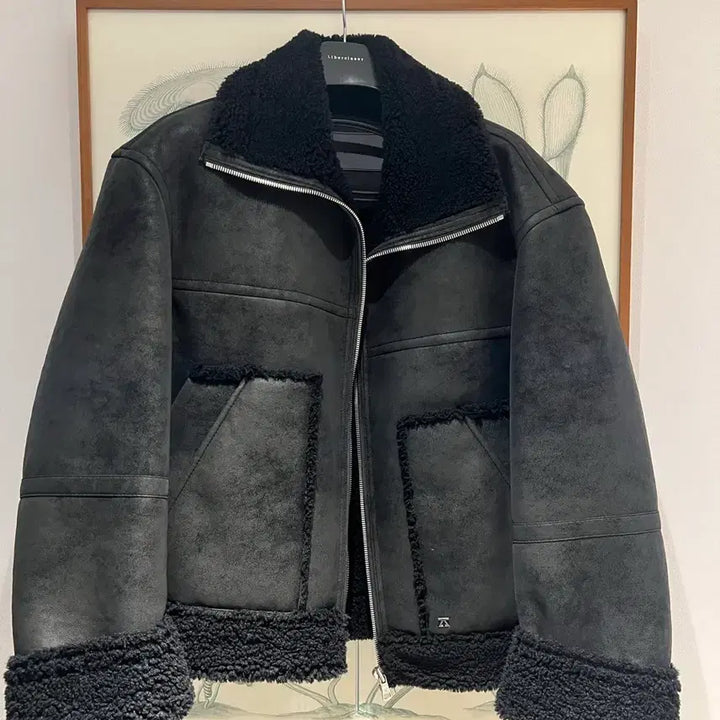 [BUNJANG] ZioZio Black Faux Shearling Jacket / 지오송지오 무스탕 100